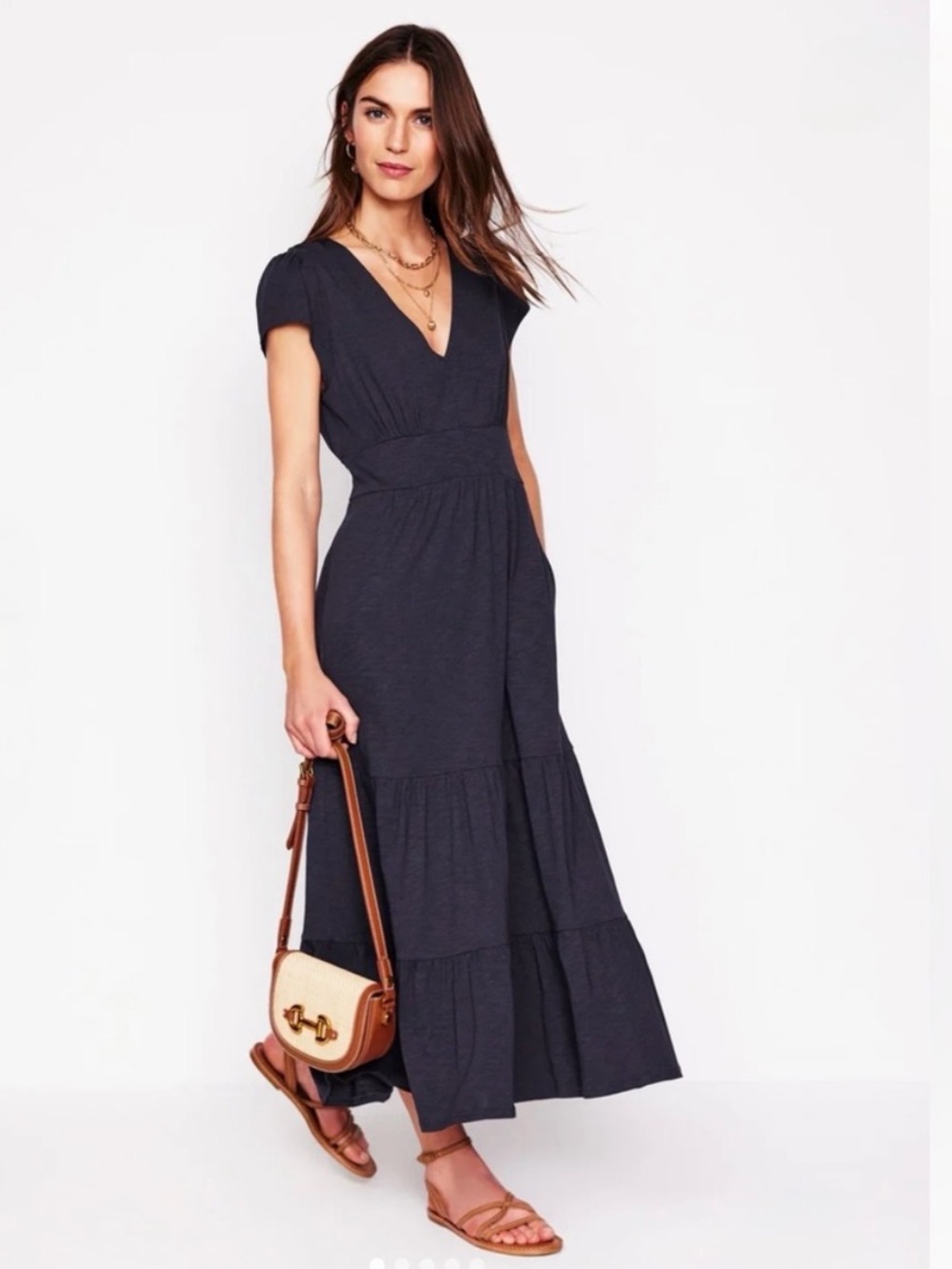 Boden Elara Tiered Jersey Midi Dress